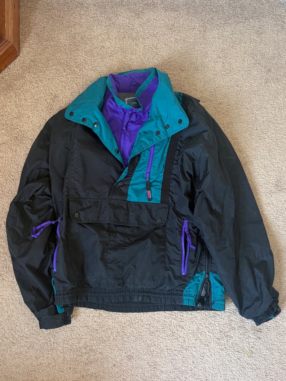 Vintage Sierra Sport Black, Teal & Purple Men's Shell Jacket